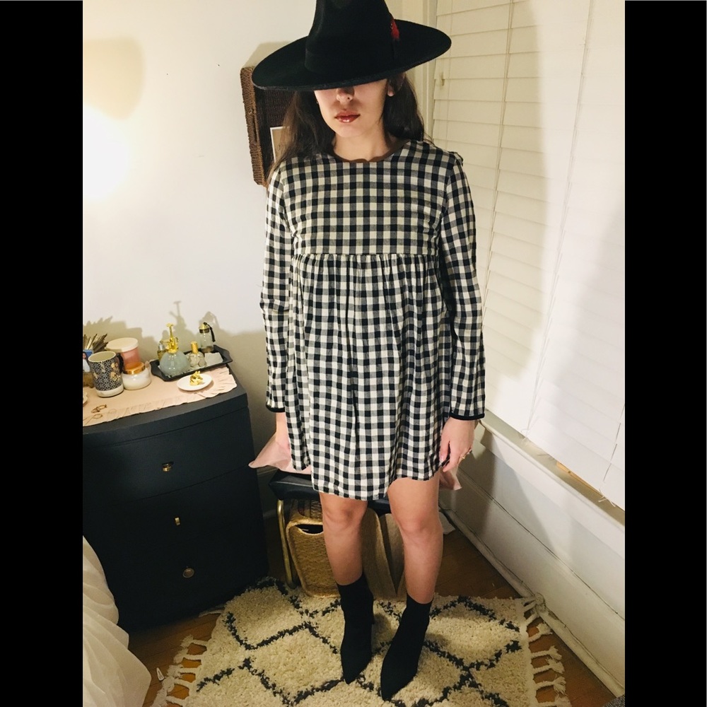 Zara Trafaluc gingham babydoll dress